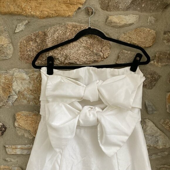 BHLDN Anthropologie BOSKEMPER ARIEL Strapless Bow Dress White Womens Medium $228 - Picture 6 of 12